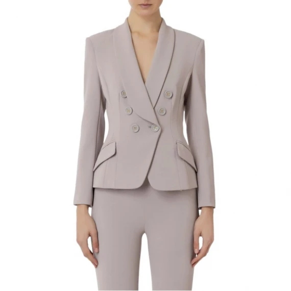 Blazer Elisabetta Franchi GI072 in tessuto color perla