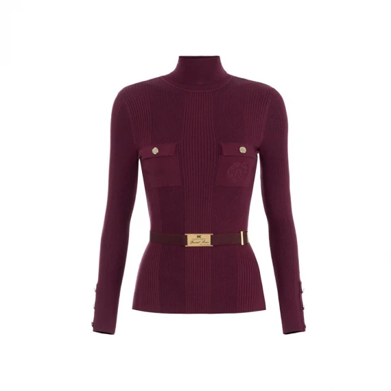 Maglia Elisabetta Franchi MK11B in viscosa e seta bordeaux