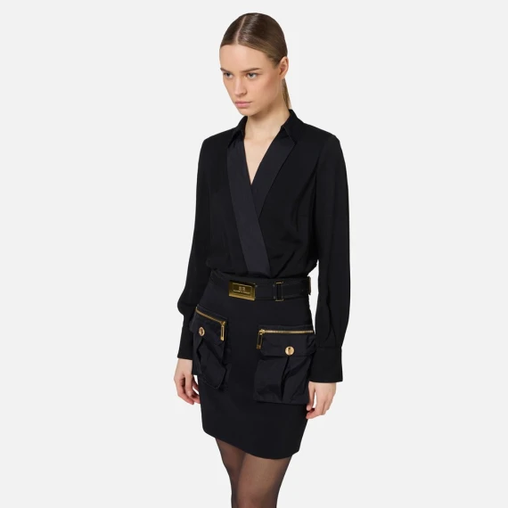 Miniabito Elisabetta Franchi AB655  in crepe stretch nero