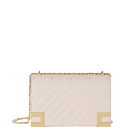 Borsa Elisabetta Franchi BS54A in tessuto effetto pelle bianco avorio