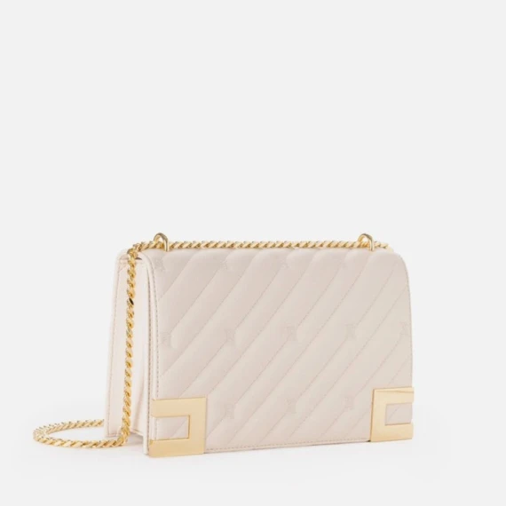 Borsa Elisabetta Franchi BS54A in tessuto effetto pelle bianco avorio