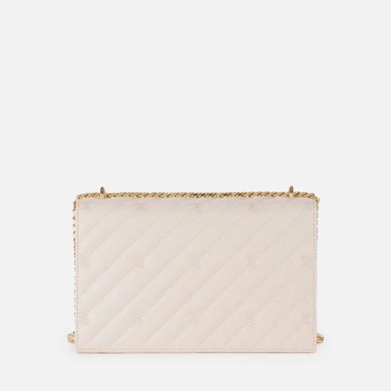 Borsa Elisabetta Franchi BS54A in tessuto effetto pelle bianco avorio