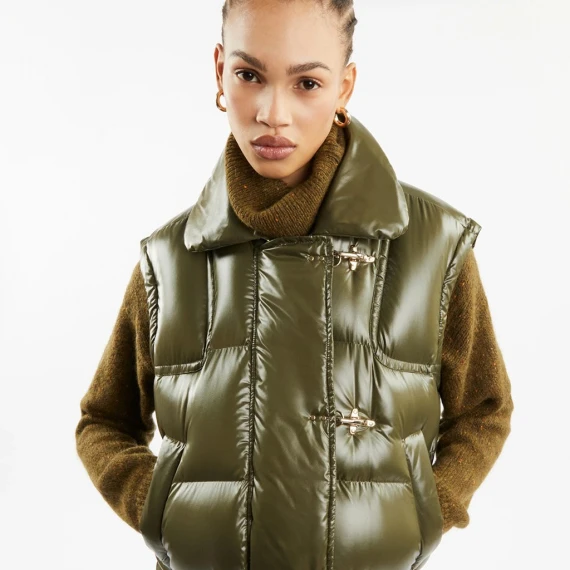 Gilet cropped Fay in tessuto verde