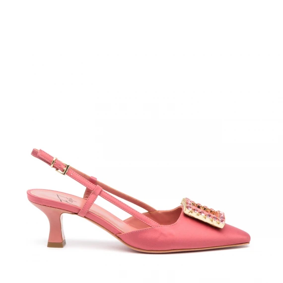 Slingback Festa STEFI in raso rosa antico