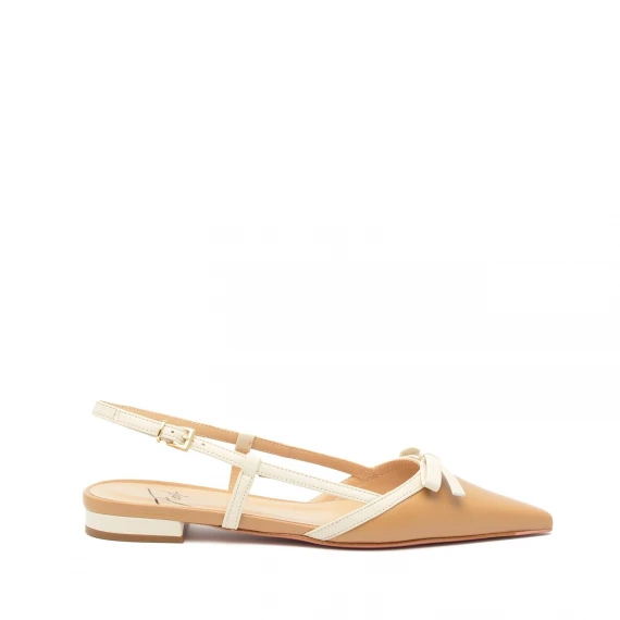 Slingback Festa ARIS in pelle beige e bianco 