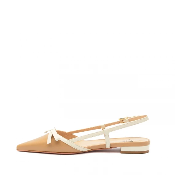 Slingback Festa ARIS in pelle beige e bianco