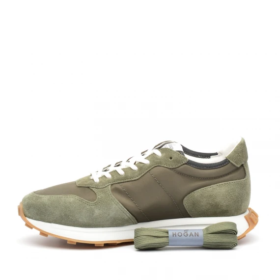Sneakers Hogan H601 in camoscio verde