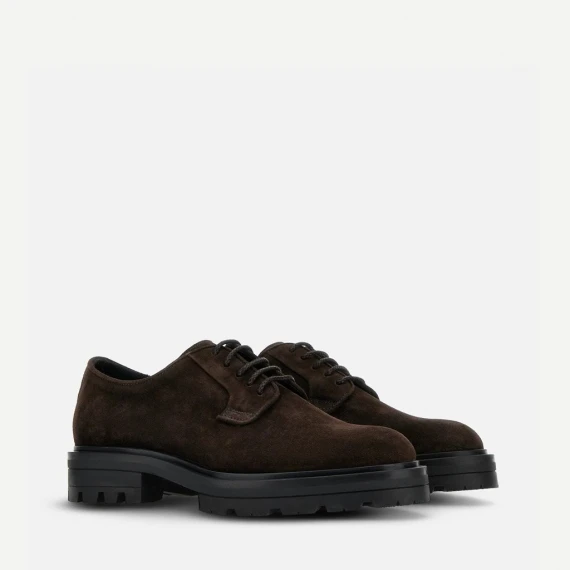 Stringata Hogan H673 in pelle scamosciata marrone