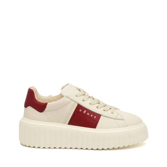 Sneakers Hogan H-Stripes in pelle bianco panna