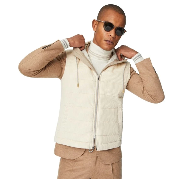 Gilet Lubiam 9364 in velluto bianco avorio - Taglia 46 - lubiam