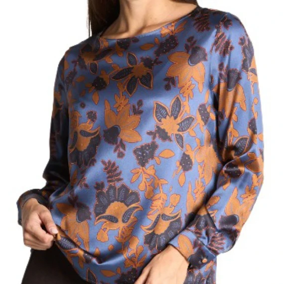 Blusa Niù 604 in seta azzurra - Taglia XL - niu'