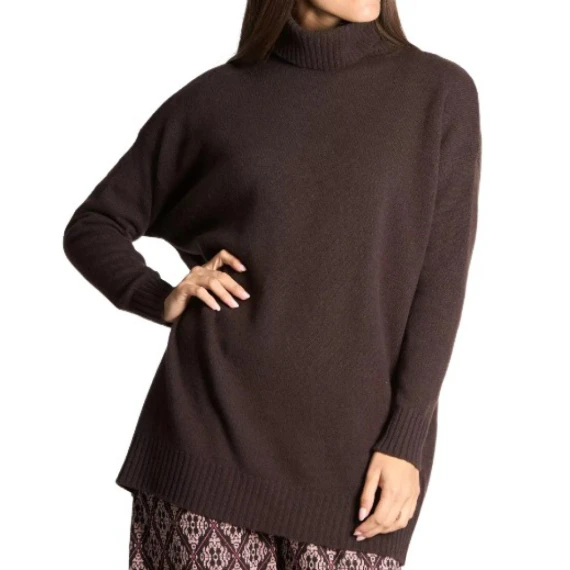 Maglione dolcevita Niù 714 in lana e cashmere marrone