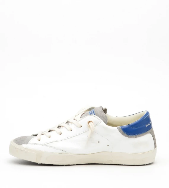 Sneakers Philippe Model PRLU in pelle e camoscio bianco e grigio 