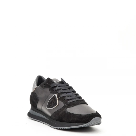Sneakers Philippe Model TZLD in camoscio e pelle nero 