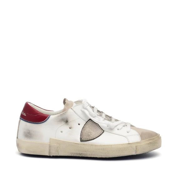 Sneakers Philippe Model PRLU in pelle bianco e bordeaux