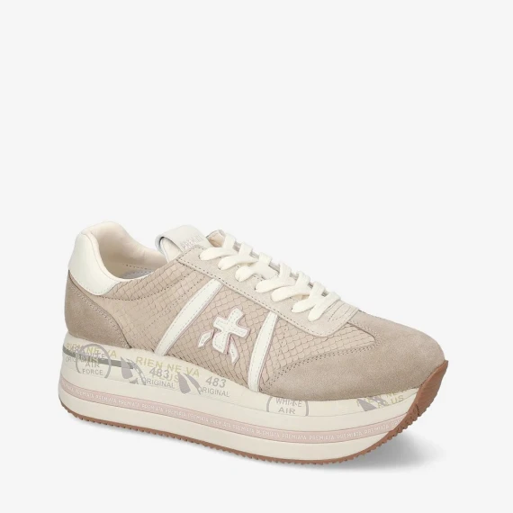 Sneakers Premiata BETH in camoscio beige