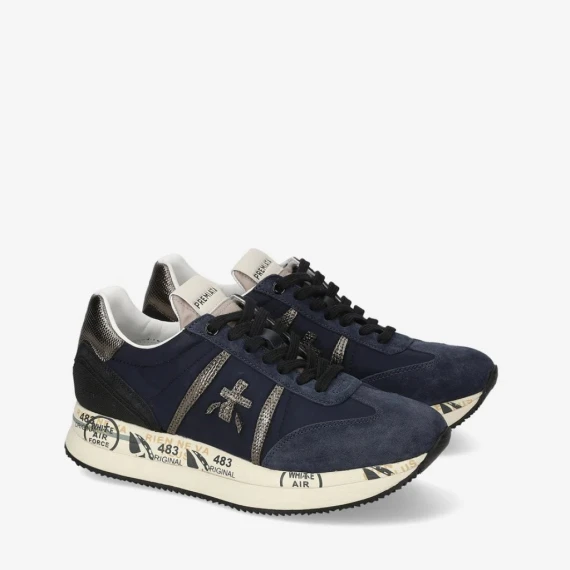 Sneakers Premiata CONNY 6981 in camoscio e tessuto blu