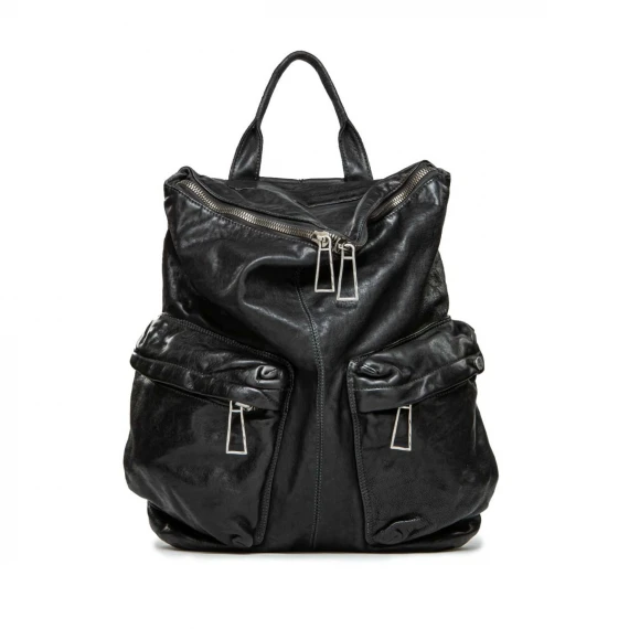 zaino YOSEPH con tasche esterne in pelle nera