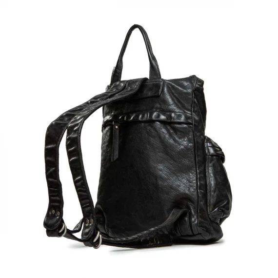 zaino YOSEPH con tasche esterne in pelle nera
