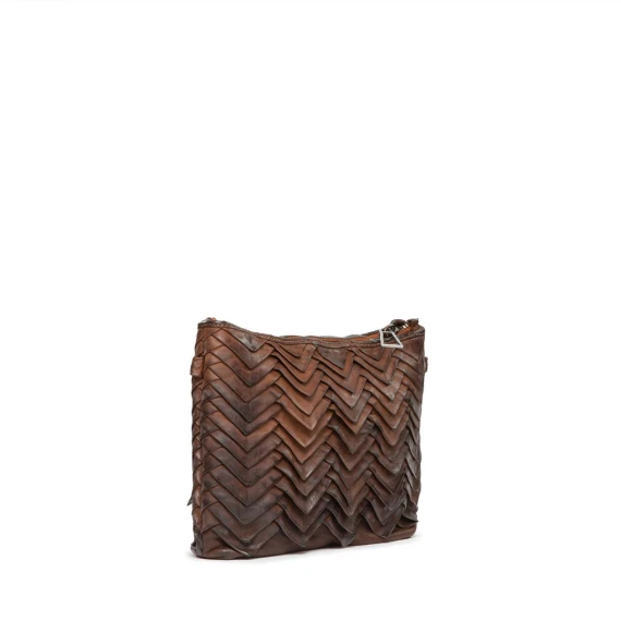 clutch EVA MANIS in pelle castagna