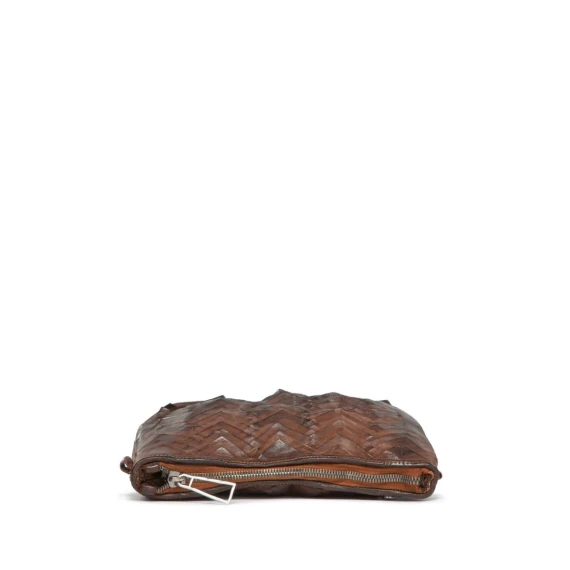 clutch EVA MANIS in pelle castagna