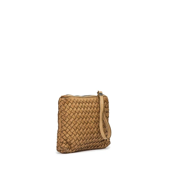 clutch GEA MESH in pelle oliva