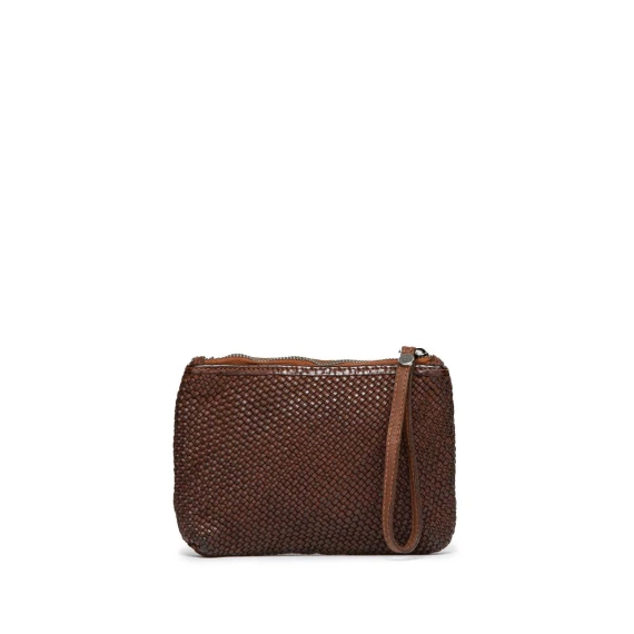 clutch MINI GEA in pelle castagna