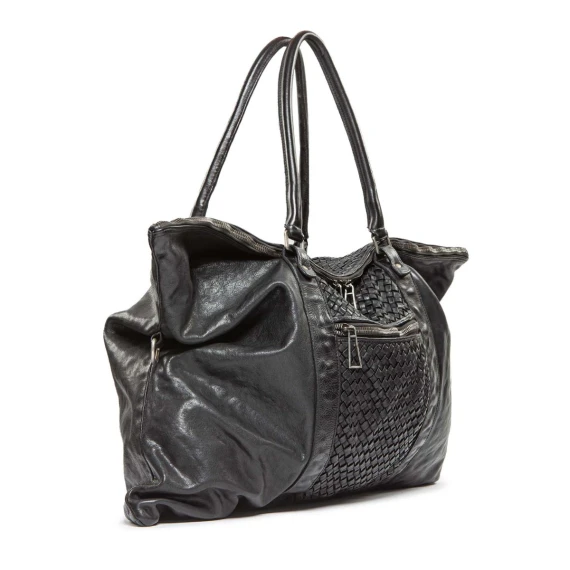 shopper GINEVRA MESH in pelle nera