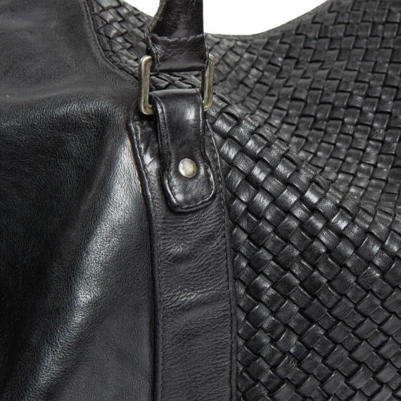 shopper GINEVRA MESH in pelle nera