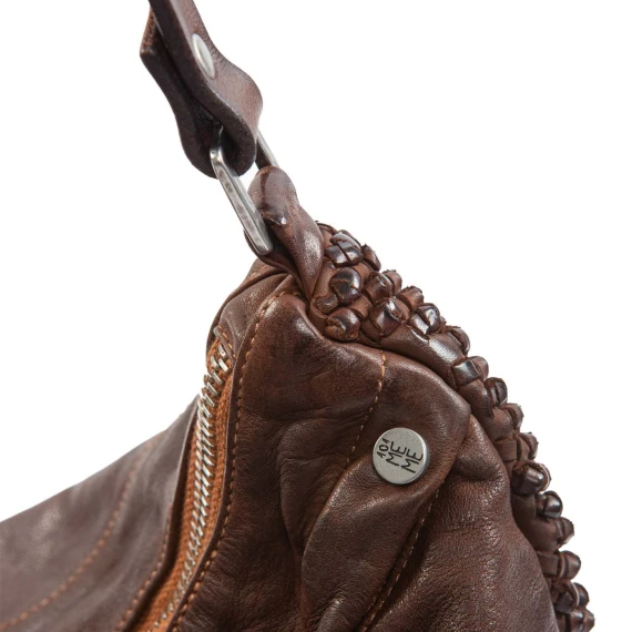 borsa nodi in pelle castagna