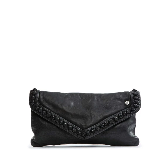 clutch NICOLE nodi in pelle nera