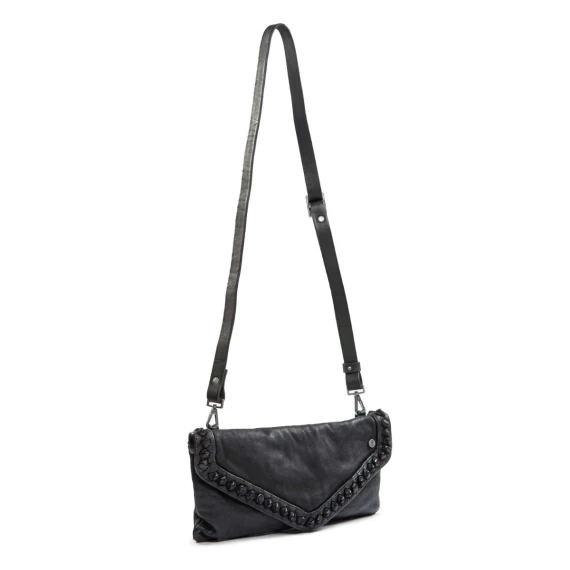 clutch NICOLE nodi in pelle nera