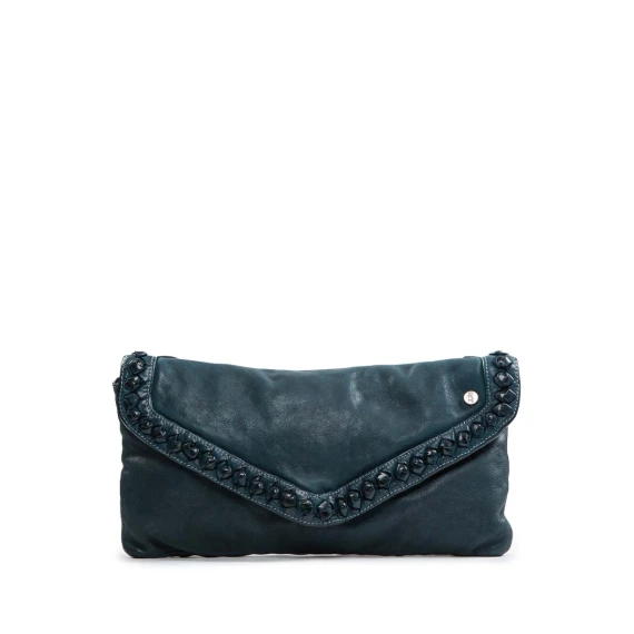 clutch NICOLE nodi in pelle pavone