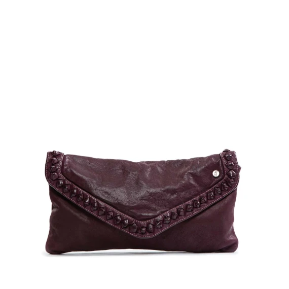 clutch NICOLE nodi in pelle amarone