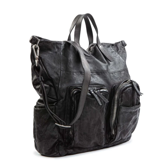 shopper FURIO tasche esterne in pelle nera