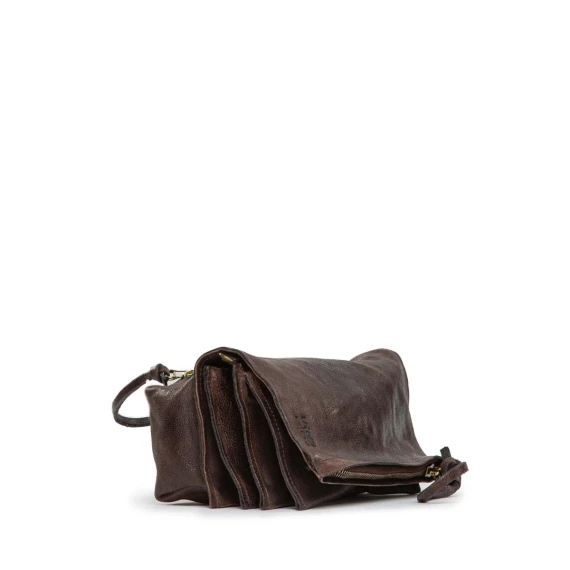 clutch portafogli in pelle marrone