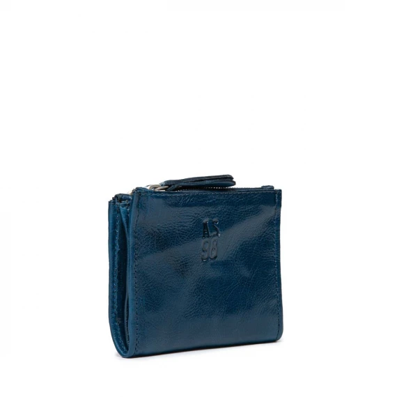 portafogli doppia zip blu