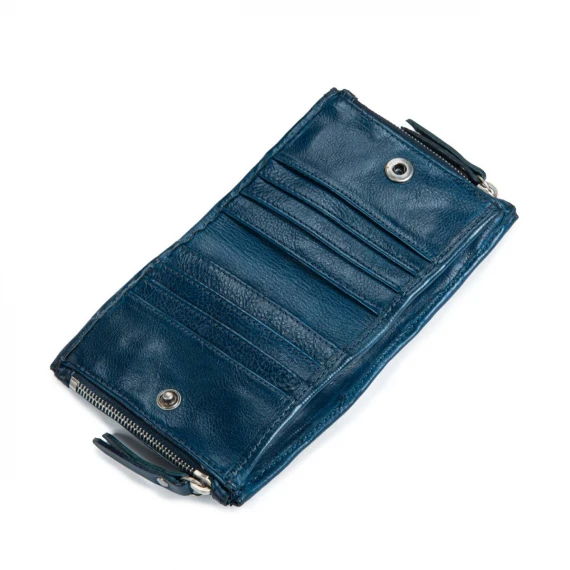 portafogli doppia zip blu