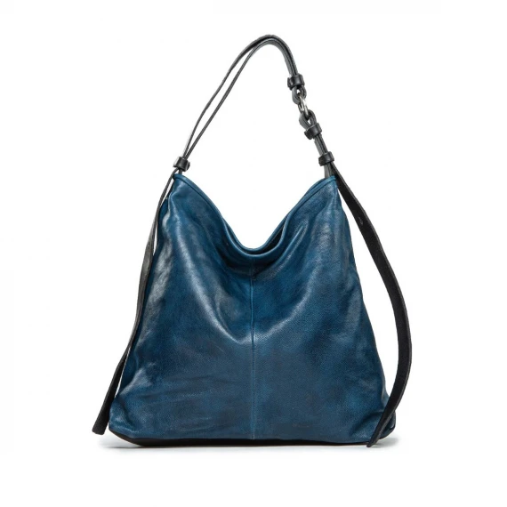 monospalla con spallaccio regolabile in pelle blu