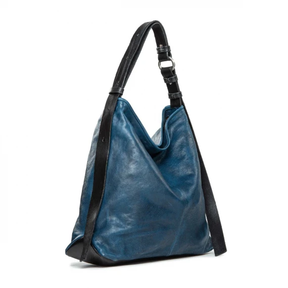 monospalla con spallaccio regolabile in pelle blu