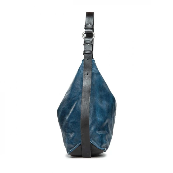 monospalla con spallaccio regolabile in pelle blu