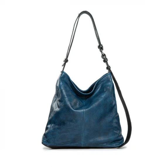 monospalla con spallaccio regolabile in pelle blu