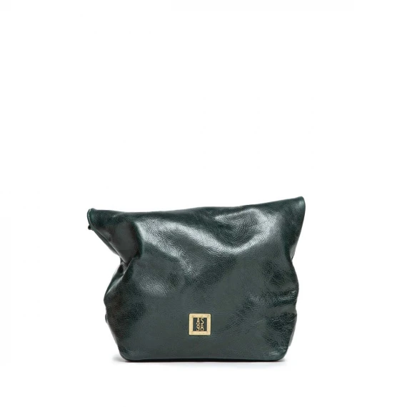 clutch in pelle verde