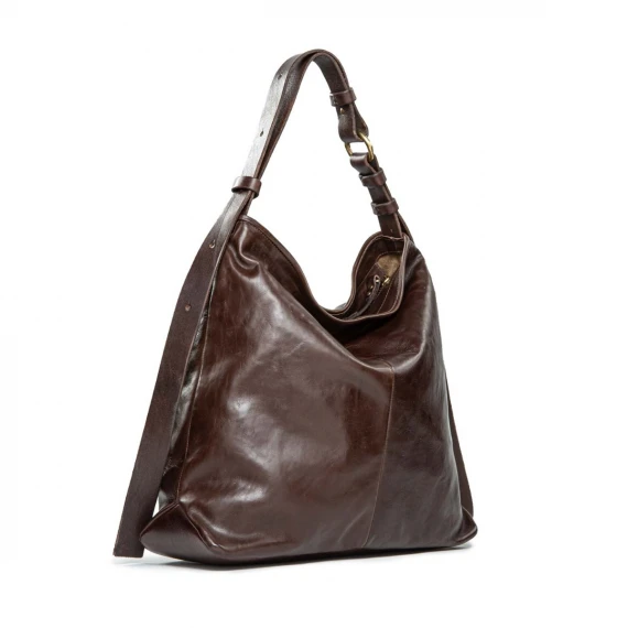 monospalla con spallaccio regolabile in pelle marrone