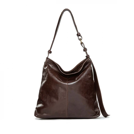 monospalla con spallaccio regolabile in pelle marrone