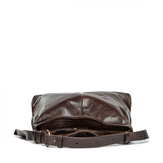 monospalla con spallaccio regolabile in pelle marrone