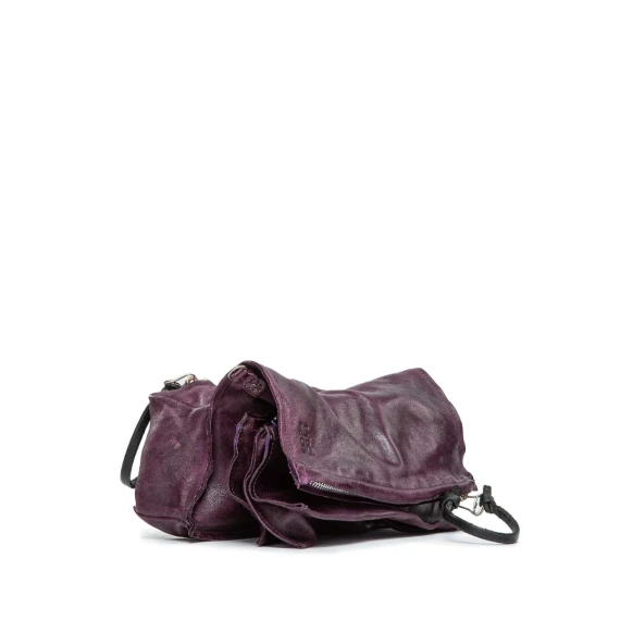 clutch in pelle viola con scomparti