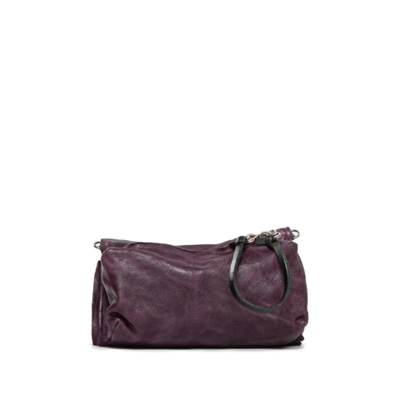 clutch in pelle viola con scomparti