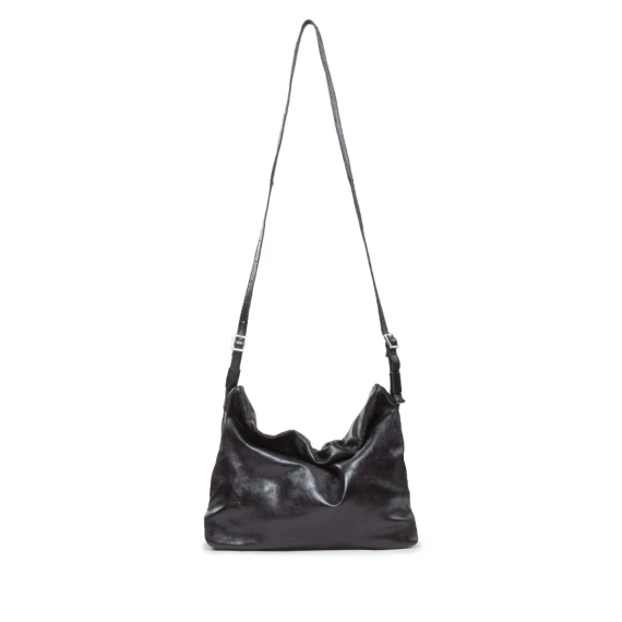 monospalla con tracolla regolabile in pelle nera