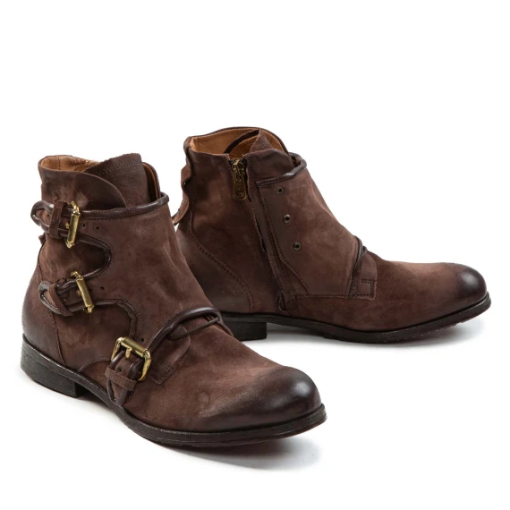 biker CLASH con fibbie in pelle ebano